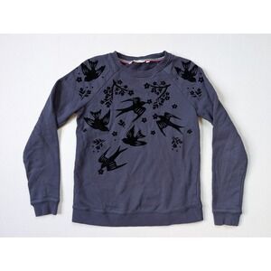 Boden Swallow Sweatshirt Womens XS Navy Blue Magical Birds Placement Sweater